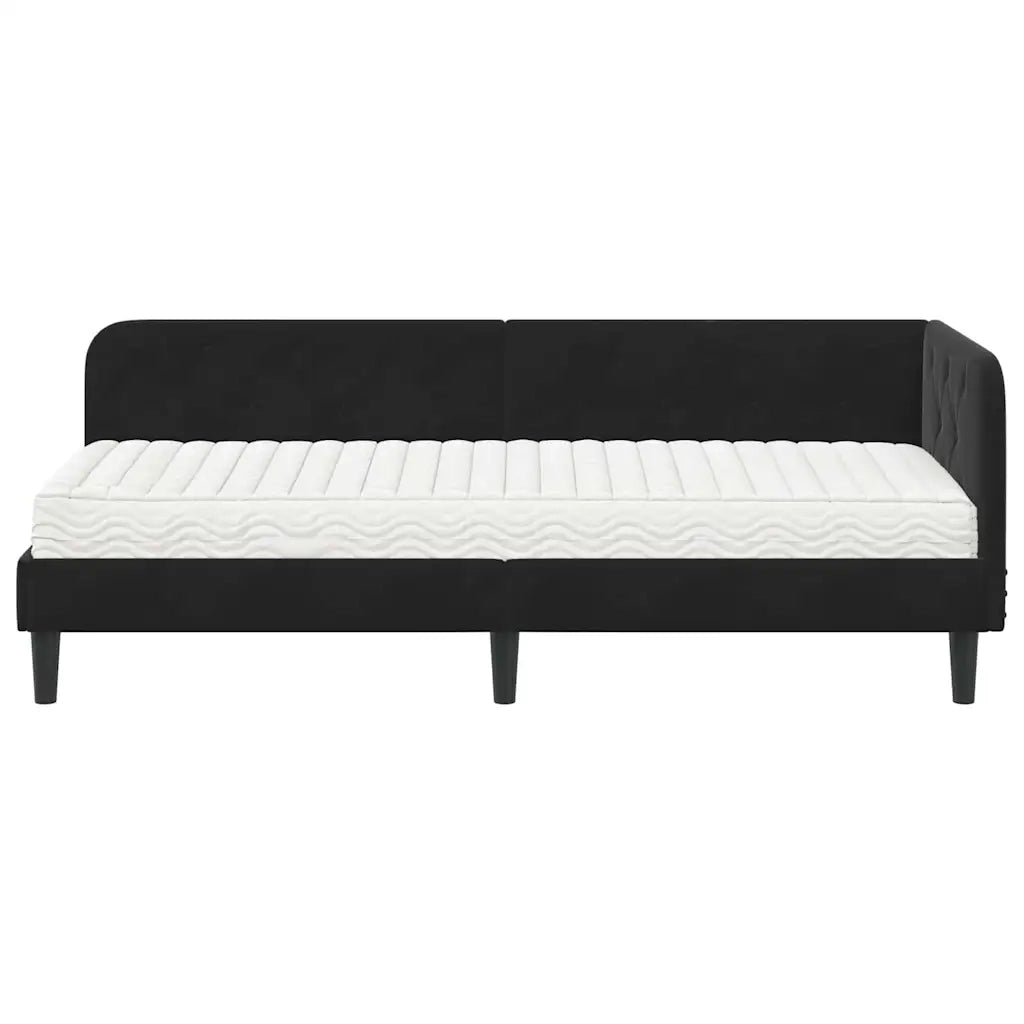 Cornice del letto ad angolo Nero 80 x 200 cm Velluto