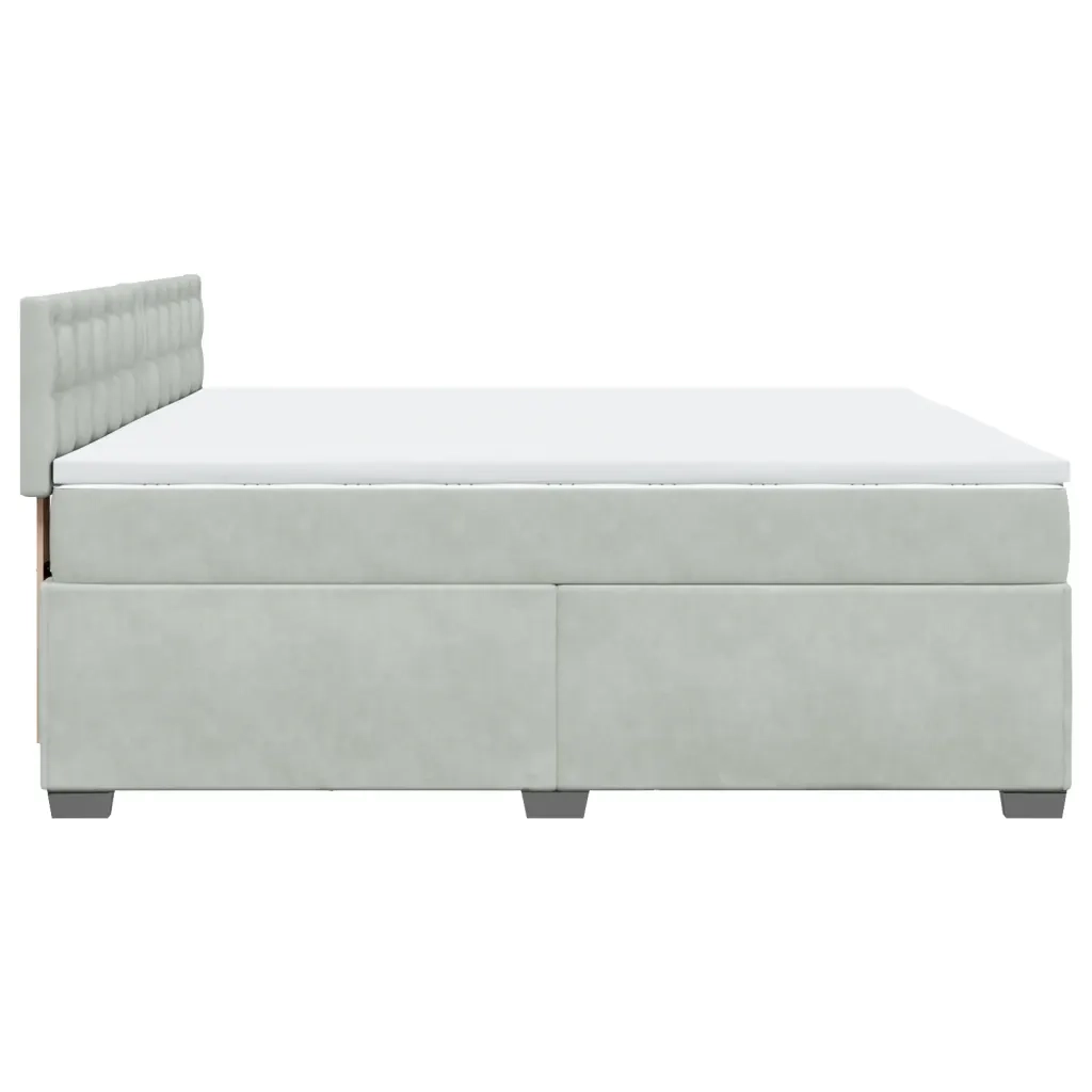 Giroletto a Molle con Materasso Grigio Chiaro 200x200cm Velluto
