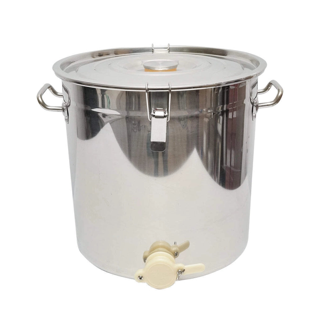 Maturatore in acciaio inox con coperchio per miele, capacità 40 kg
