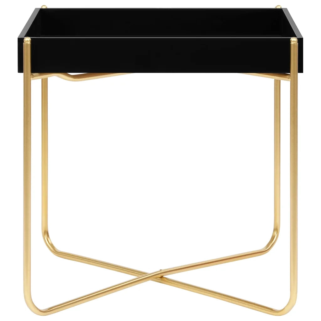 Tavolino Laterale Nero e Oro 38x38x38,5 cm in MDF cod mxl 12700