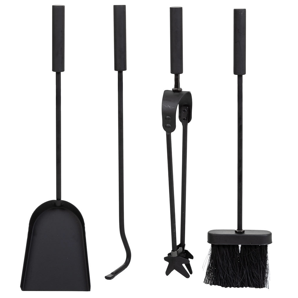 Set di 5 utensili per caminetto in metallo nero