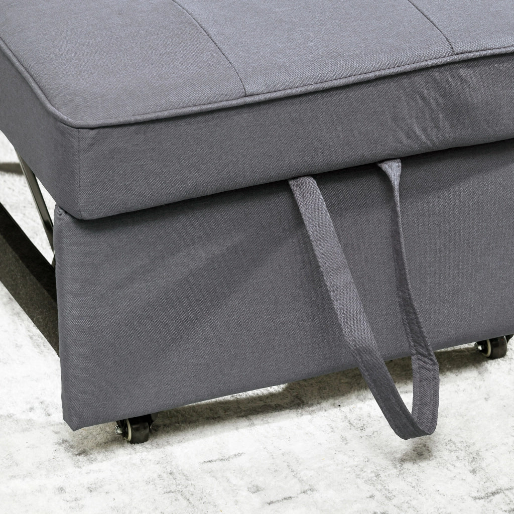 Poltrona letto 3 in 1 con schienale reclinabile ¨C Xylo ¨C tessuto effetto lino grigio scuro 98x71x67 cm