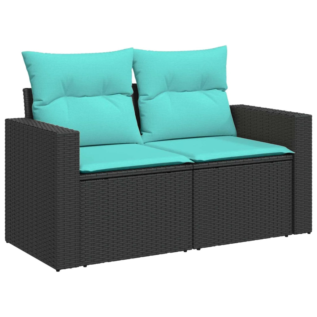 Set di divani 6 pz Nero e Blu Rattan sintetico e Acciaio 3447393