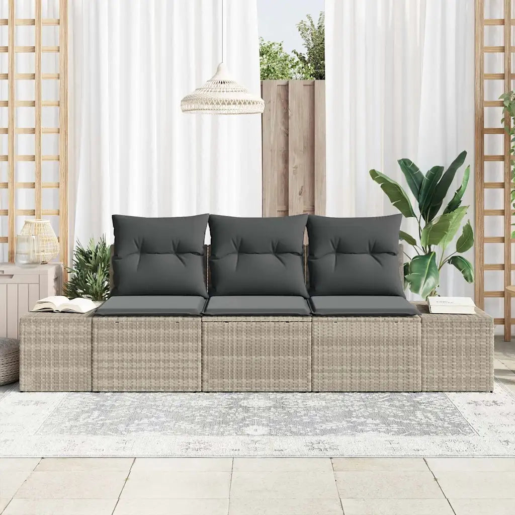 Set Divano da Giardino 3 pz-Sofa da Giardino-Divanetto da esterno Grigio chiaro polyrattan 180174