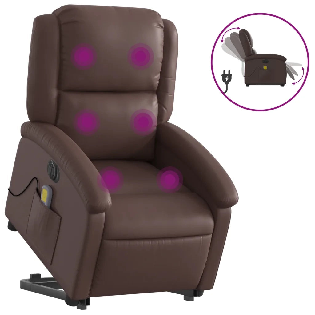 Poltrona Alzapersona Elettrica Reclinabile Marrone Similpelle 3204249