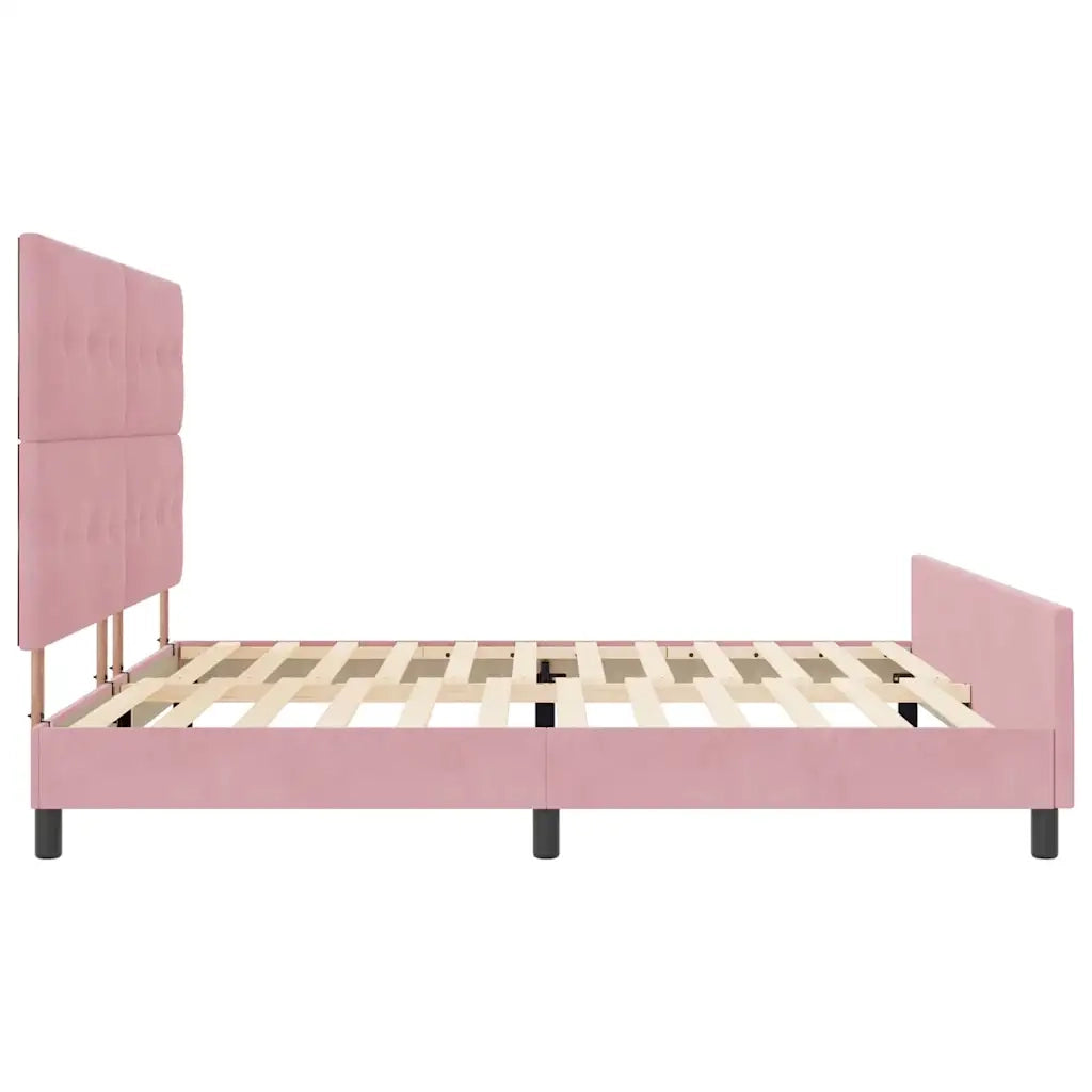 Letto a molle con testiera Rosa 200 x 200 cm Velluto 3344968