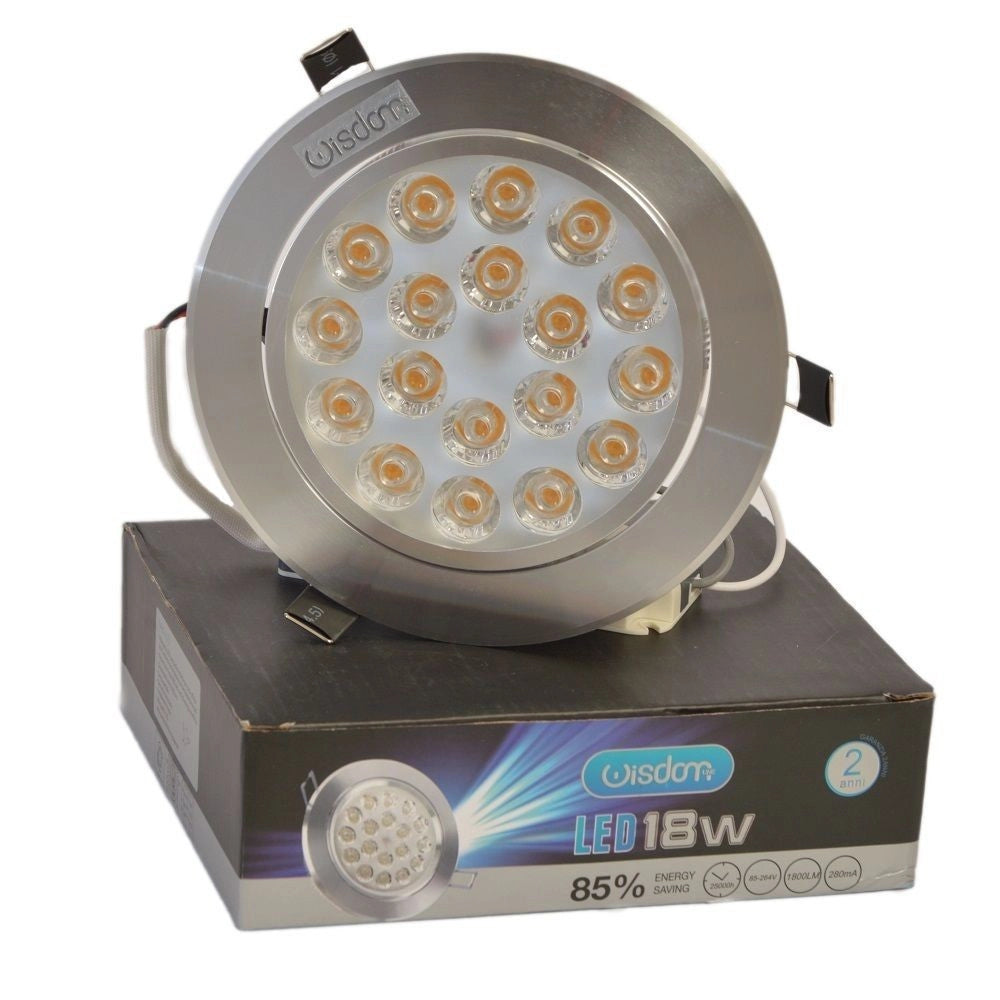 Trade Shop - Faretto A Led Orientabile Con Molle Per Incasso Da 18w Luce Bianco Caldo Freddo - -bianco Caldo      -