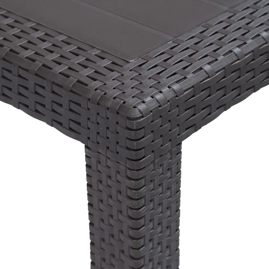 Tavolo da Giardino | Tavolino da esterno Marrone 220x90x72 cm Plastica Stile Rattan