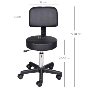 SGABELLO Girevole con ruote, altezza 43-55 cm, nero, pelle rigenerata