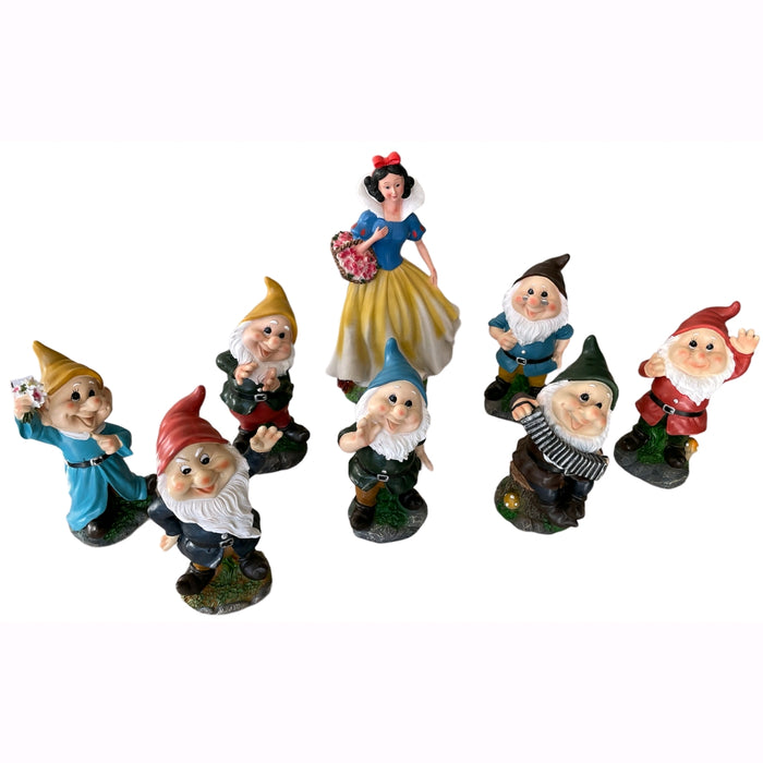 Nano da Giardino in poliresina Altezza 44 cm Statuetta Gnomo per esterno BIANCANEVE