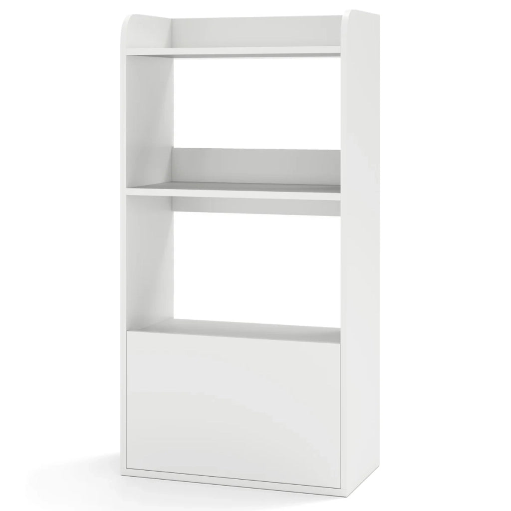 Libreria autoportante 55 x 29 x 105 cm con cassetto e 3 ripiani aperti design senza tempo in legno bianco 20_0010655