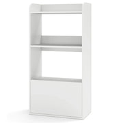 Libreria autoportante 55 x 29 x 105 cm con cassetto e 3 ripiani aperti design senza tempo in legno bianco 20_0010655