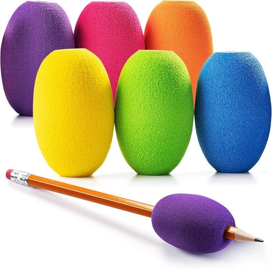 Supporti per matite colorate, morbidi, per scrivere, disegnare e colorare, adatti sia per bambini che per adulti - Ergonomici e per mani destre e sinistre - Riciclabili (6-pack)