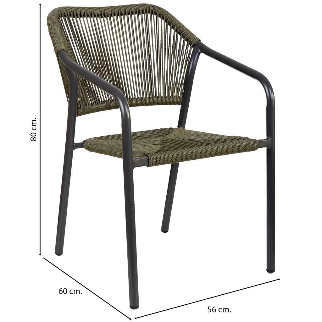 Sedia in rattan sintetico verde 56x60x80