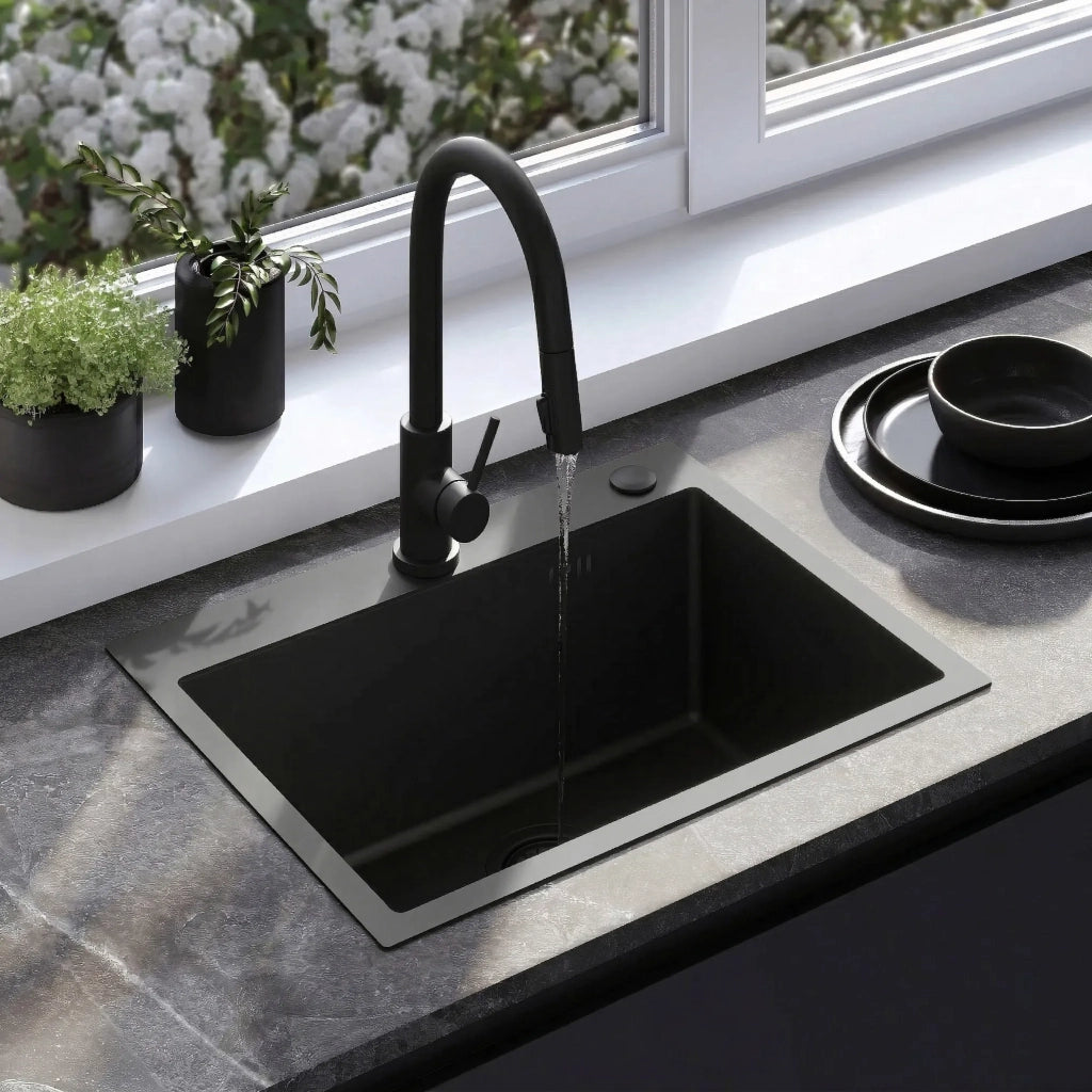 Lavello In Acciaio Con Set Di Accessori 3 Pz. Rea Liam Black Accessori grigi