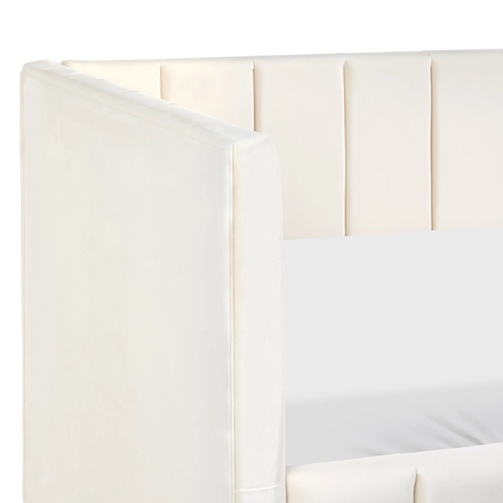 Letto 90 x 200 cm in velluto grigio-marrone rivestito e imbottito con elegante rete a doghe e gambe in legno