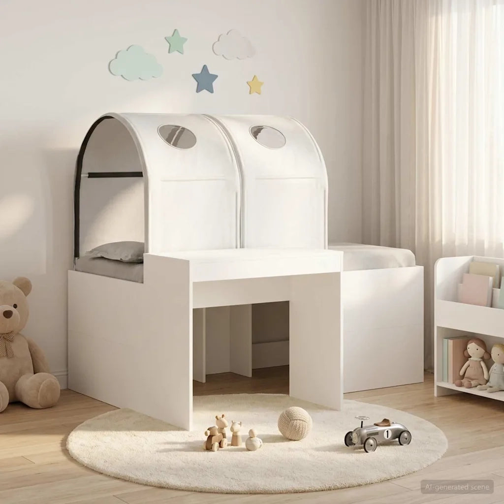 Letto con Tunnel 4 pcs Rovere Artigianale e Bianco