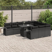 Set Divani da Giardino 11 pz con Cuscini in Polyrattan Nero 3326546