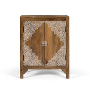 Credenza in legno di mango con due ante dipinte a mano