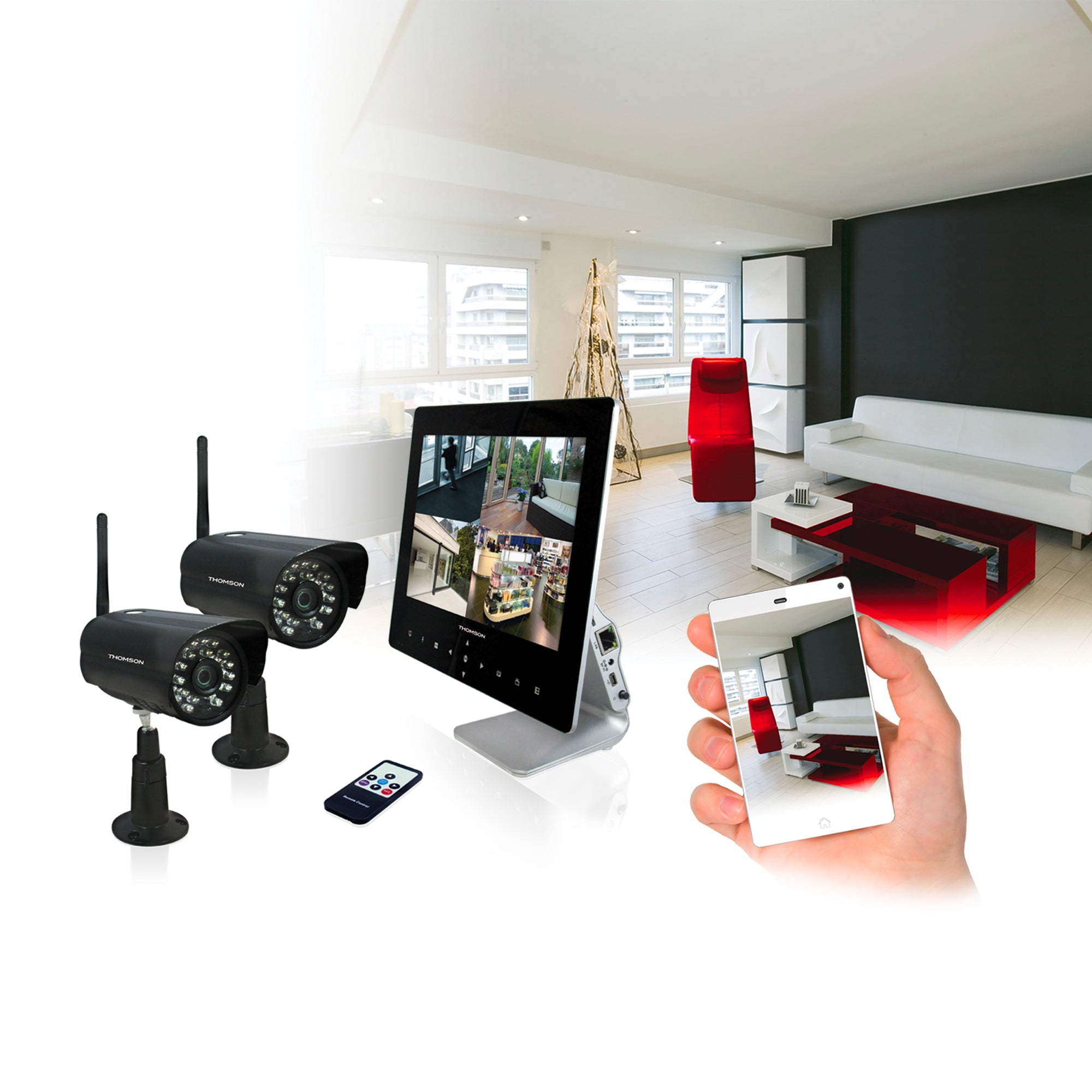 Kit Videosorveglianza wireless digitale 4 Canali Thomson