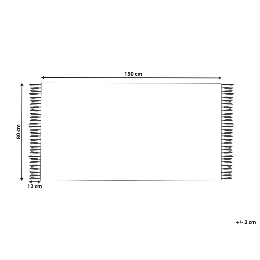 Tappeto grigio chiaro 80 x 150 cm per soggiorno e camera da letto con frange rigate