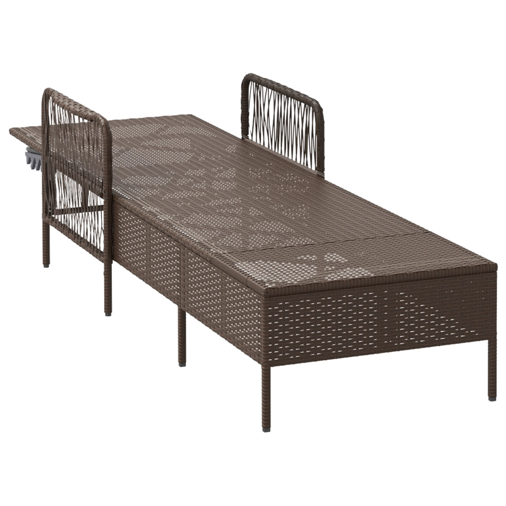 Lettino Prendisole Marrone e panna Rattan PE 157 x 55 x 92 cm