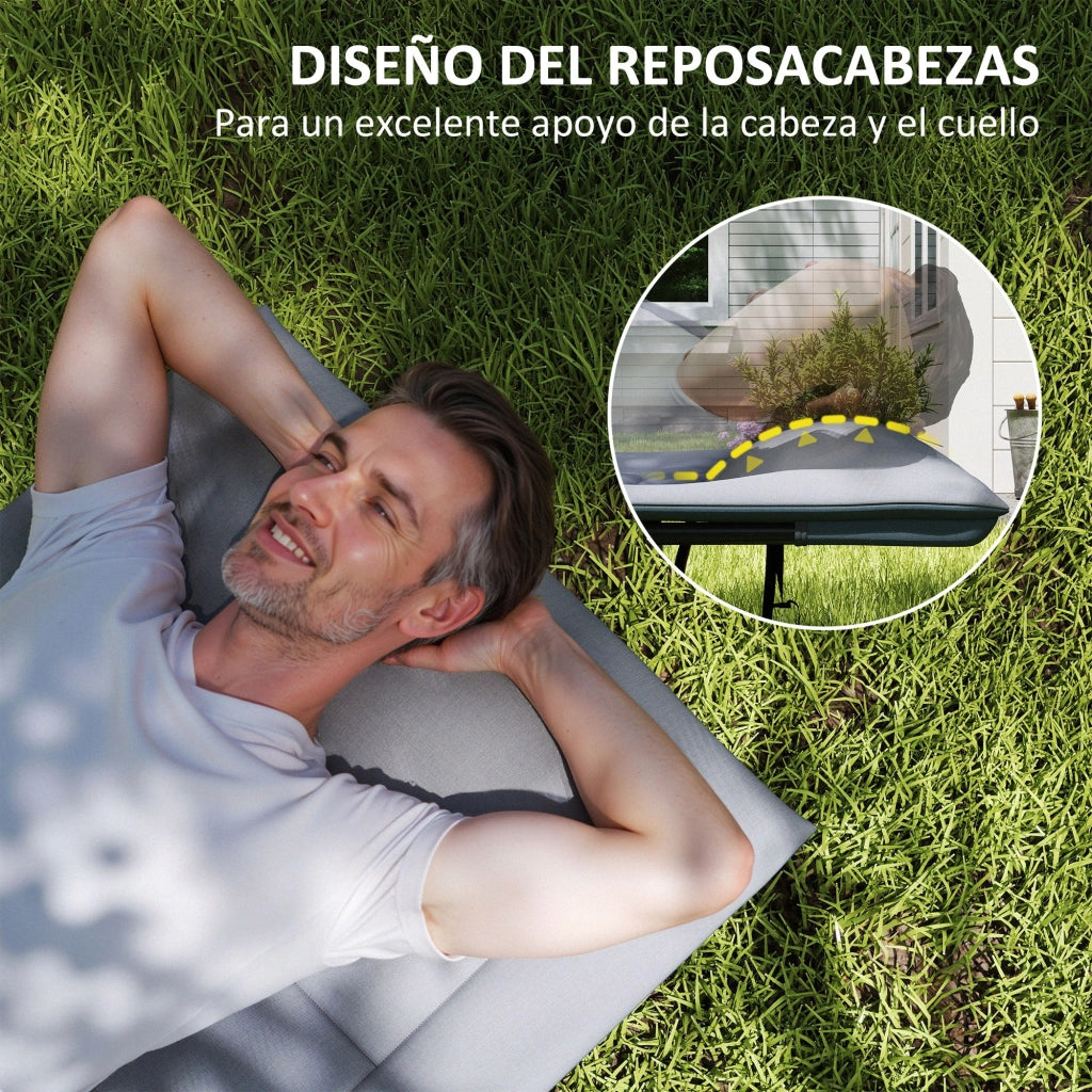 Letto da campeggio pieghevole con cuscino e testiera ¨C zephmum ¨C 187x67x37 cm grigio