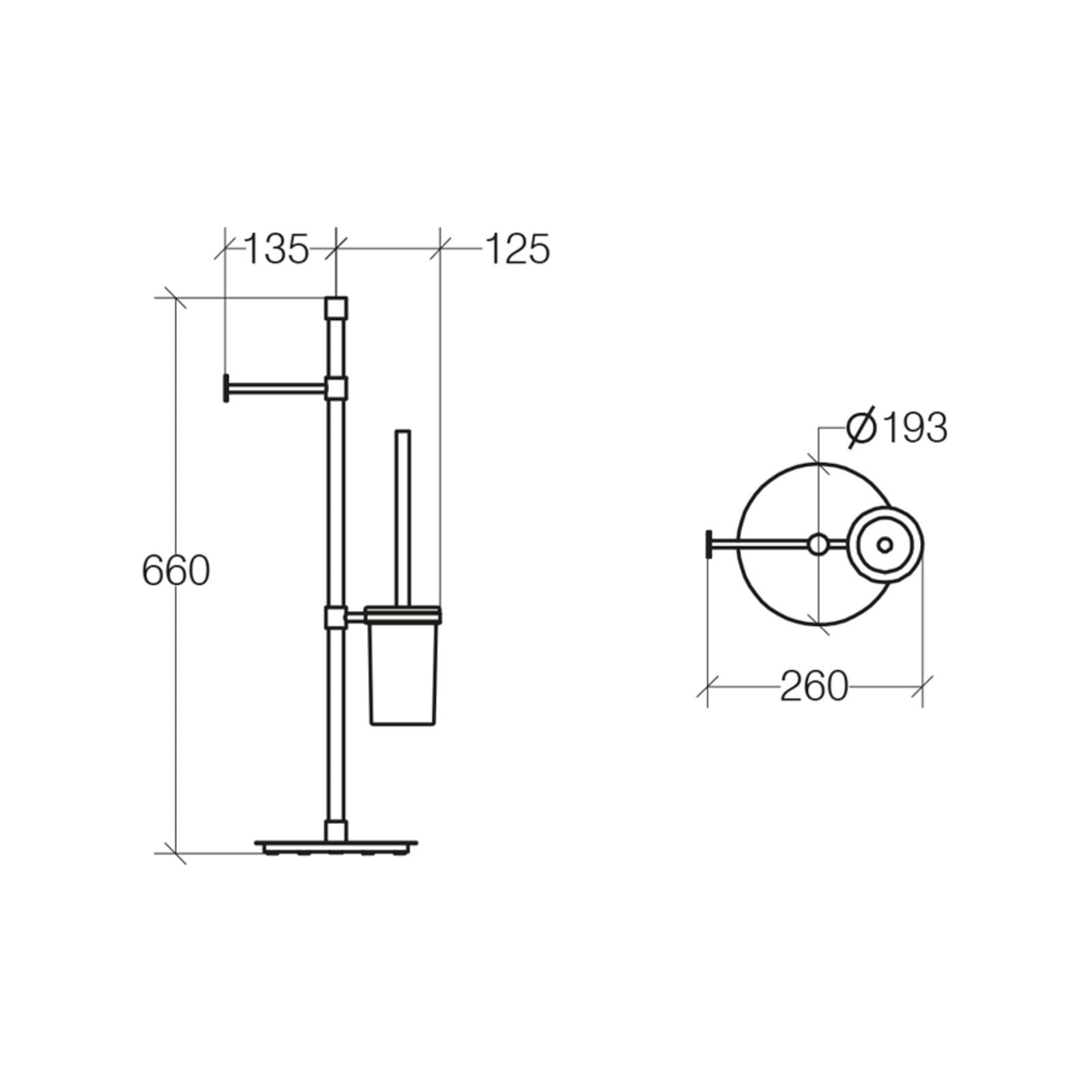 Lineabeta - Piantana portarotolo/scopino Ranpin con base tonda in ottone cromato
