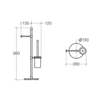 Lineabeta - Piantana portarotolo/scopino Ranpin con base tonda in ottone cromato