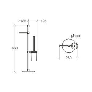Lineabeta - Piantana portarotolo/scopino Ranpin con base tonda in ottone cromato