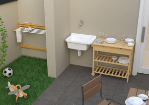 Lavatoio 50x35x24 cm Pilozzo a Parete con Dispenser in Resina Bianco