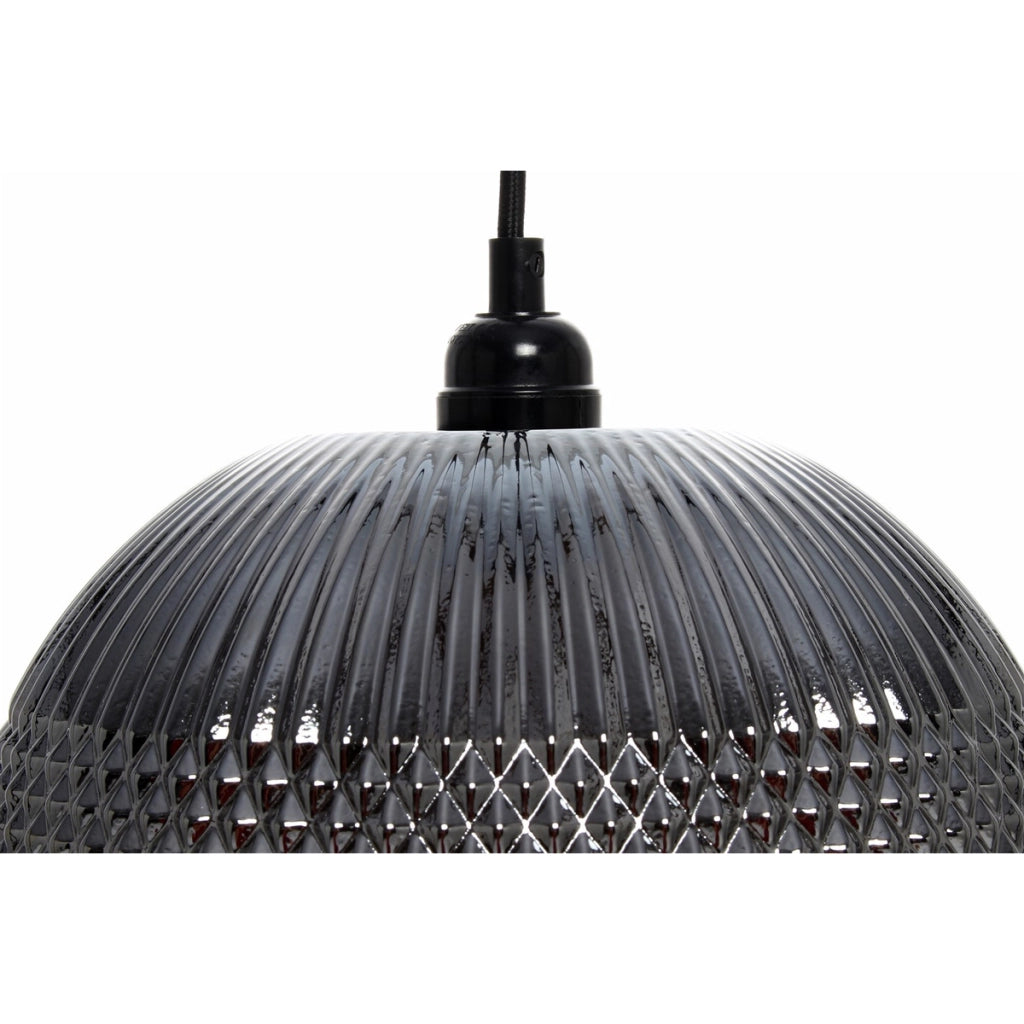 Lampada a sospensione Neptun in vetro lavorato grigio e argento
