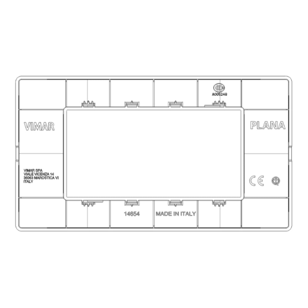 Placca classica 4 moduli serie plana vimar 14654 *** colore oro lucido, materiale plastica, confezione 1