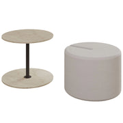 Tavolino "Vexana" con poggiapiedi in legno - 43 x 43 x 47 cm - Travertino