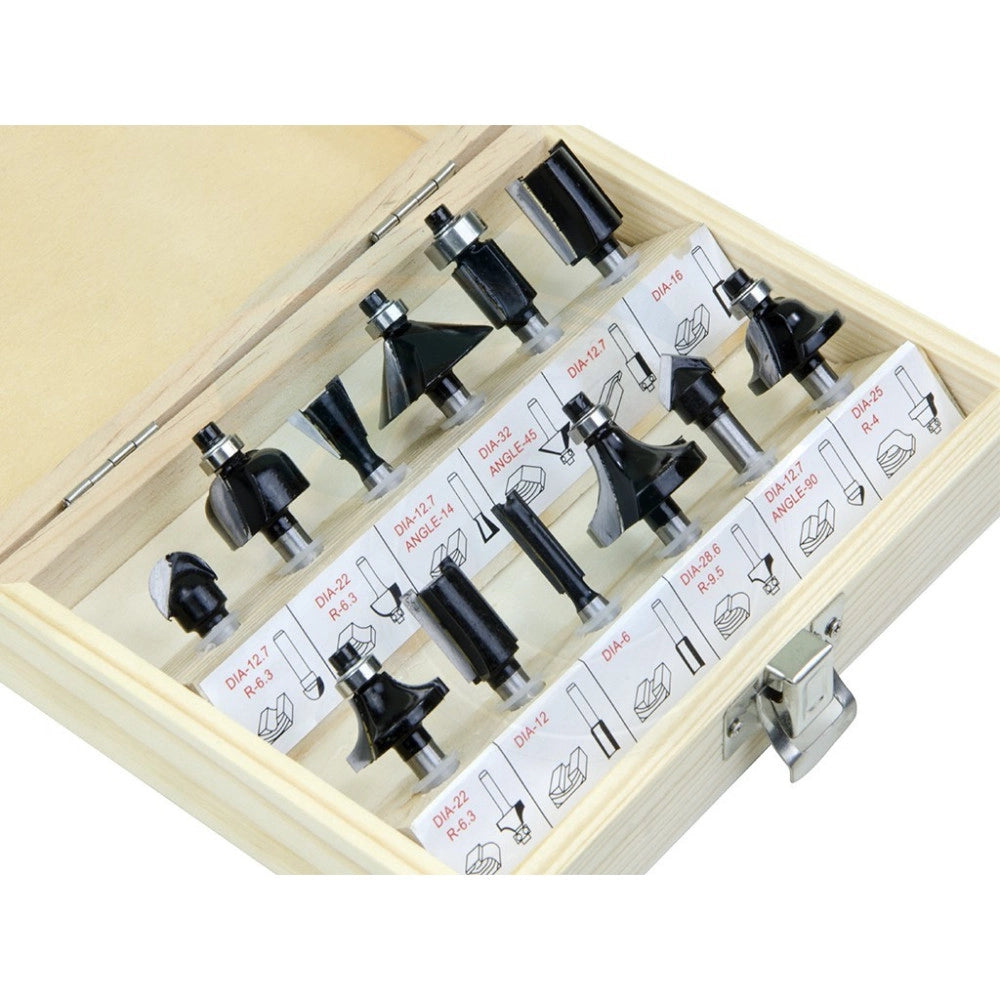 Trade Shop - Set 12 Pz. Frese Legno Frese Per Scanalare Gambo 8 - 12 Mm Fresatrice Pantografo -