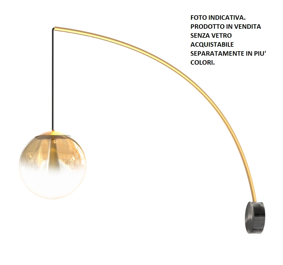 EVA-AG Lampada da parete in metallo color ottone spazzolato e effetto marmo attacco E27 solo struttura senza vetro