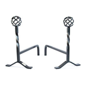 COPPIA DI ALARI FERRO BATTUTO NUVOLA CM.20x41x36 CAMINO CAMINETTO FUOCO