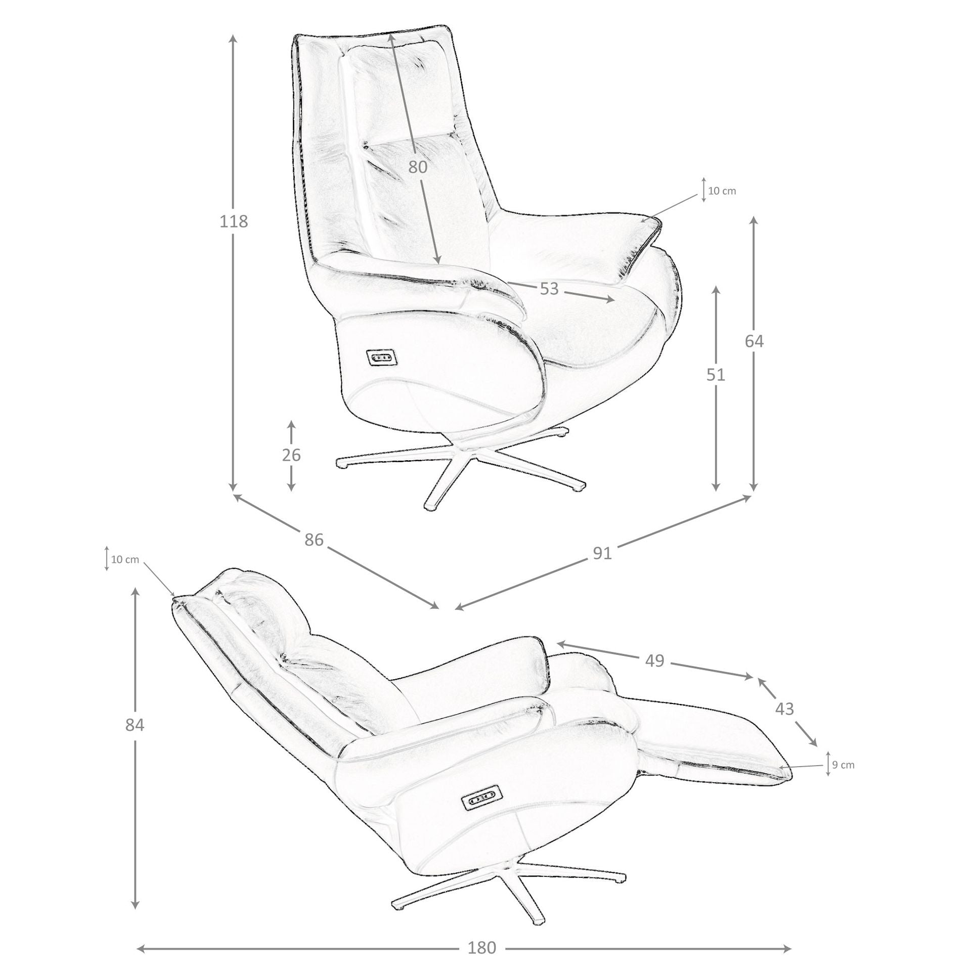 Poltrona girevole in pelle nera