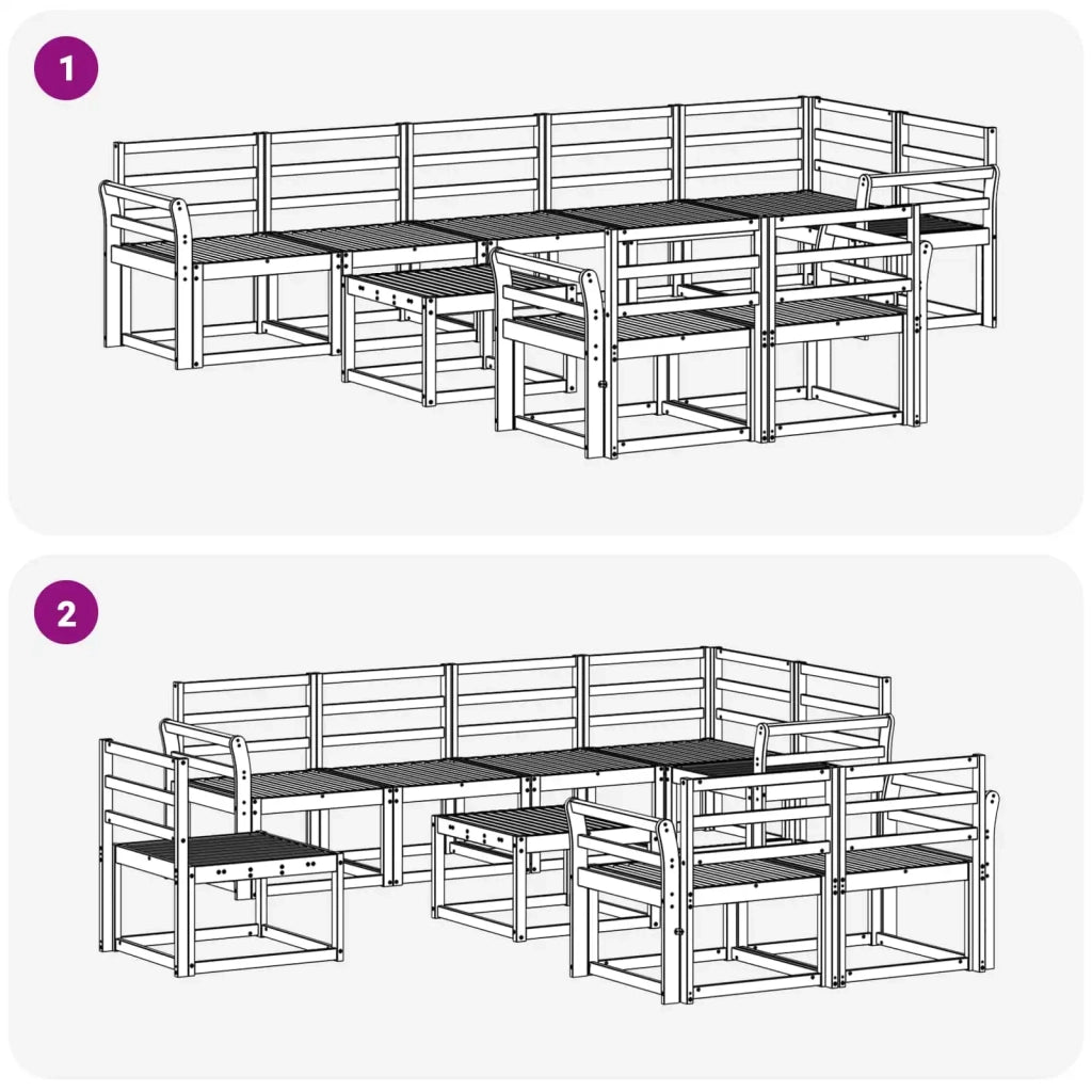 Set di divani da esterno 9 pcs Bianco Legno di Acacia Massello 3387838