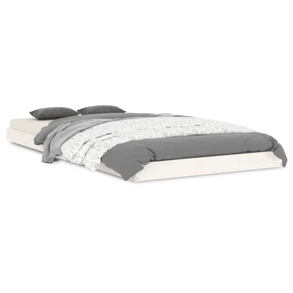 Letto singolo | Letto per adulti | Giroletto Bianco 90x190 cm Single in Legno Massello di Pino