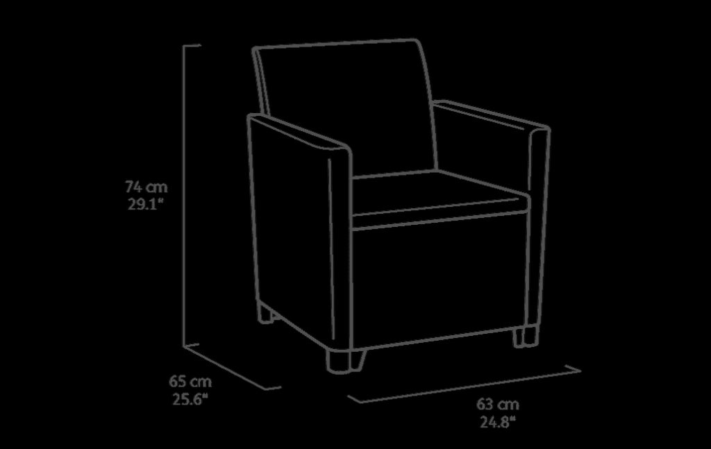 Keter Salottino Marie Lounge Set con Cuscini, Poltrone 65x63x74h Divano 113x65x74h Tavolino 58,5x58,5x43h Grafite