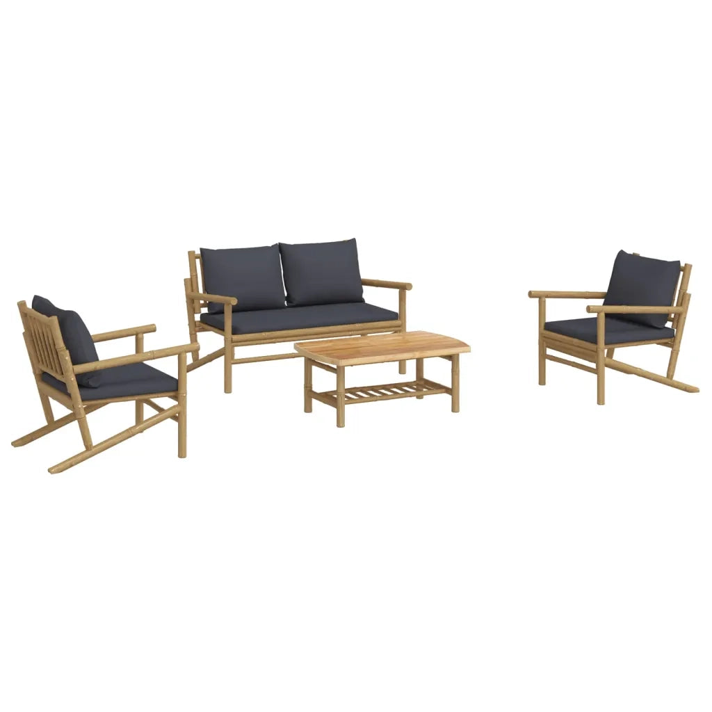 Set Salotto da Giardino 4pz con Cuscini Grigio Scuro BambÃ¹cod mxl 100359