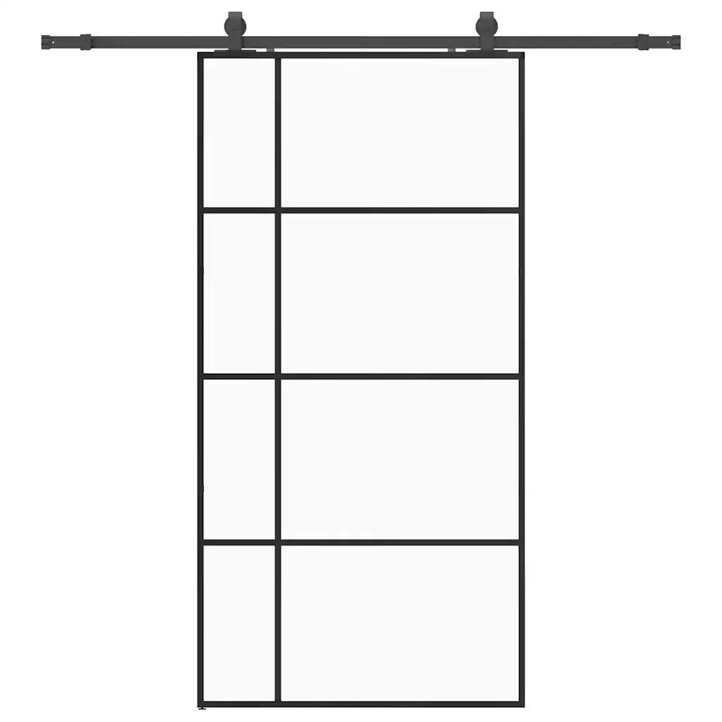 Porta Scorrevole con Ferramenta Nera 102,5x205 cm in Vetro ESG 3375872