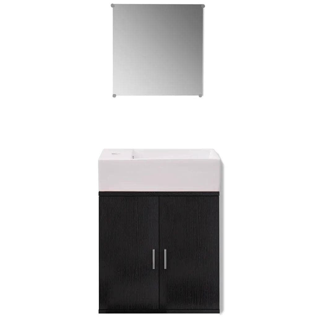 Set Mobili da Bagno con Lavabo 3 pz-Armadietto da bagno Nero