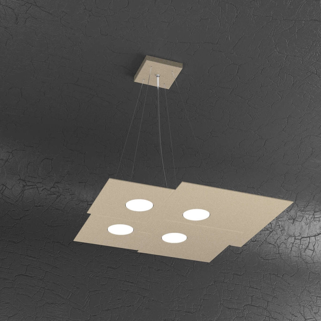 PLATE SOSPENSIONE 4 LUCI ATTACCO GX53 QUADRA SABBIA