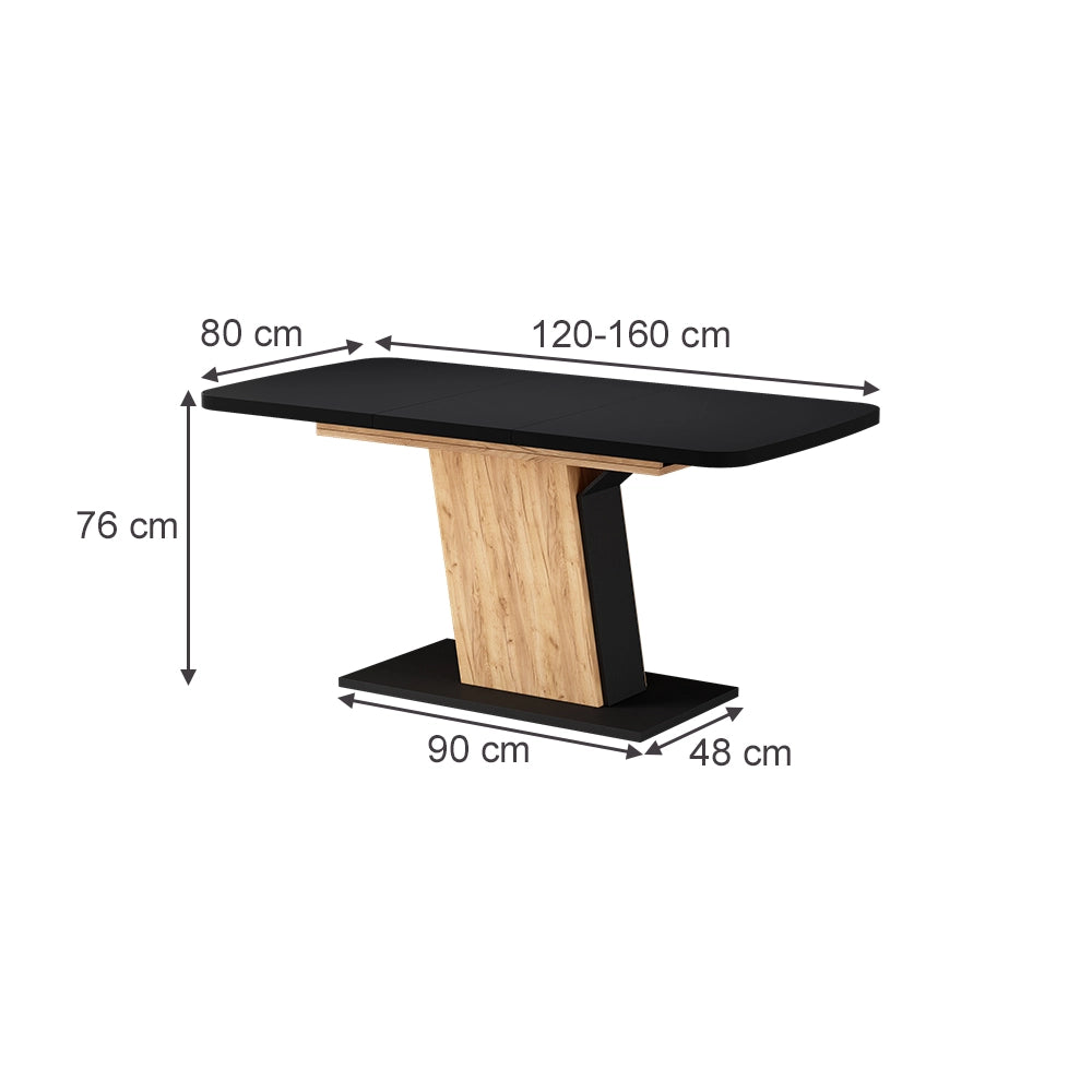 Vicco Tavolo da pranzo Estensibile Rovere nero/oro 120/160 x 80 cm