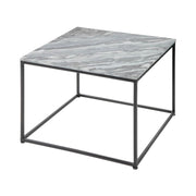 Table basse ABITTA carrée 50 cm in marmo grigio – Tavolino moderno con piano minerale e gambe in metallo
