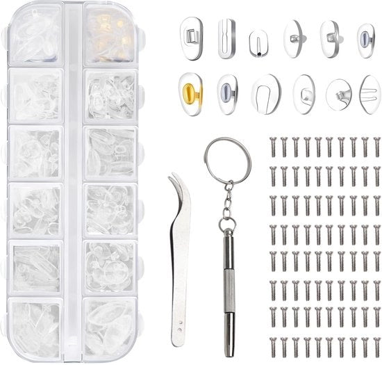 Set di protezioni oculari in silicone - 120 pezzi - Autoadesivi - Antiscivolo - Accessori occhiali - Inclusi viti/ pinze - Accessori occhiali
