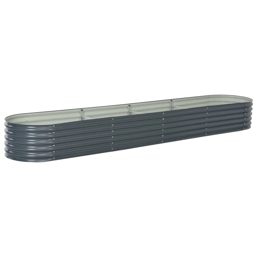 Fioriera rialzata per piante e fiori giardino 400 x 80 x 44 cm acciaio zincato grigio 02_0001051
