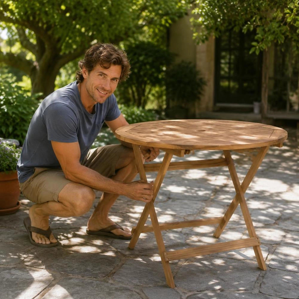 Folding Garden Table 90x75 Cm Solid Acacia Wood